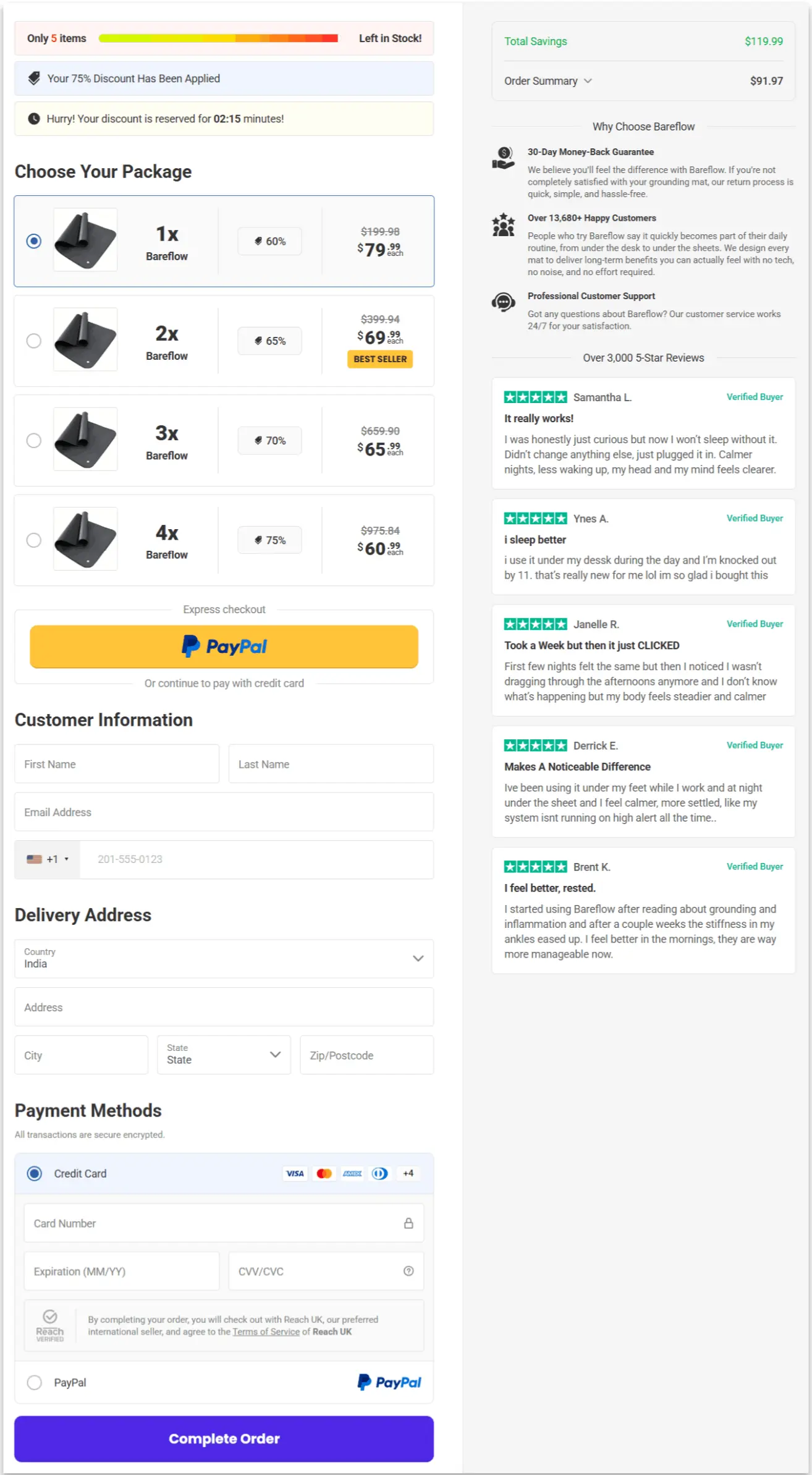 Bareflowmat  Secure Checkout Page